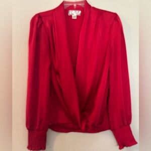 Gorgeous Scarlet Mon Cheri Faux Wrap Women's Blouse